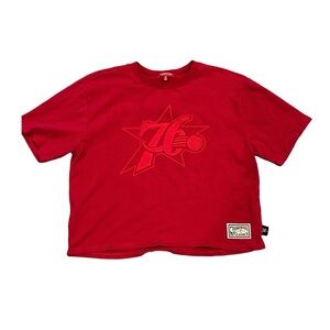 Philadelphia 76ers Women’s Cropped Tee by Mitchell and Ness Size Medium NWOT